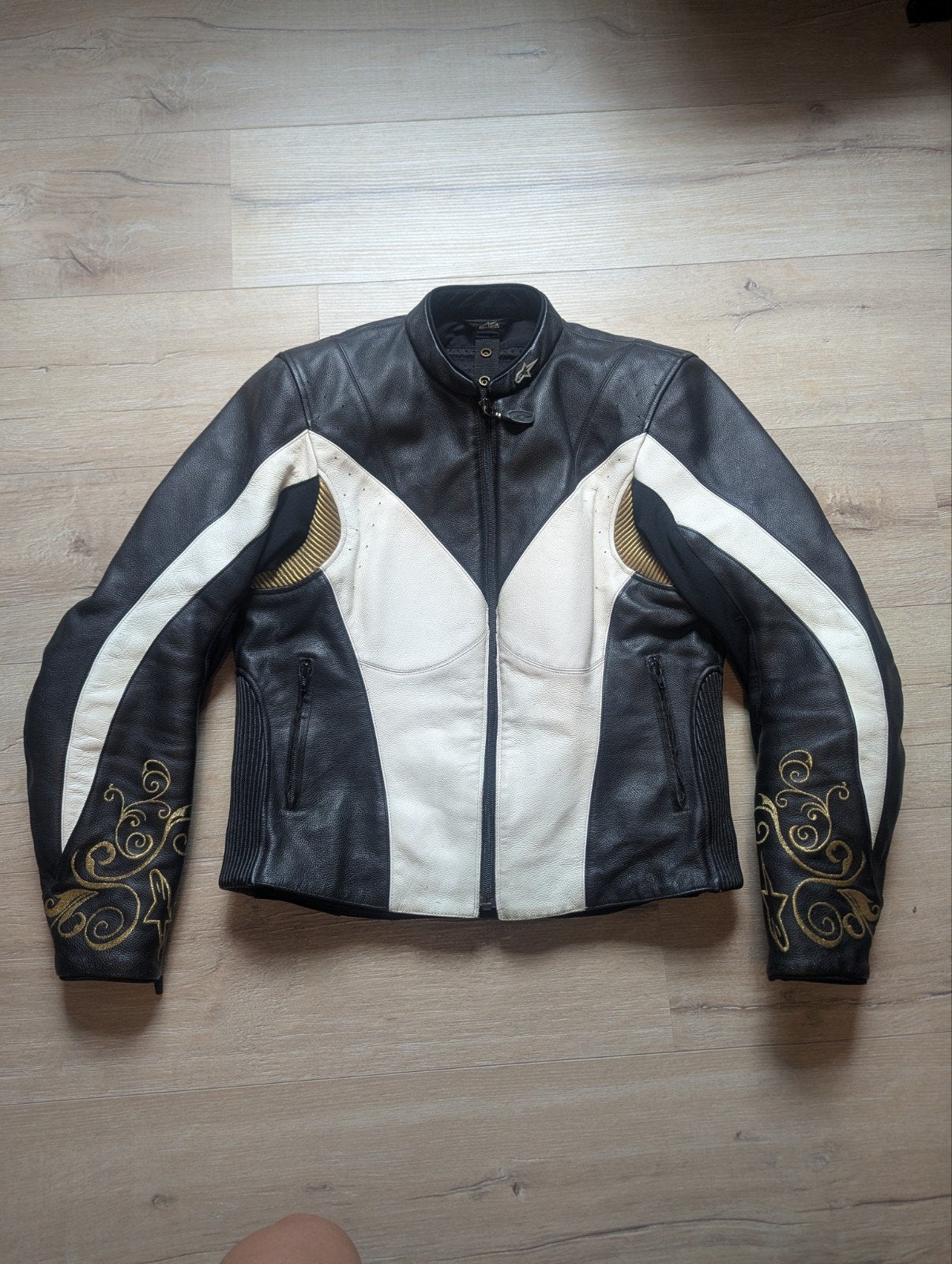 Alpinestars Stella leren motorjas dames - Zwart/Wit/Goud, Motoren, Kleding | Motorkleding, Jas | leer, Ophalen of Verzenden, Alpinestars