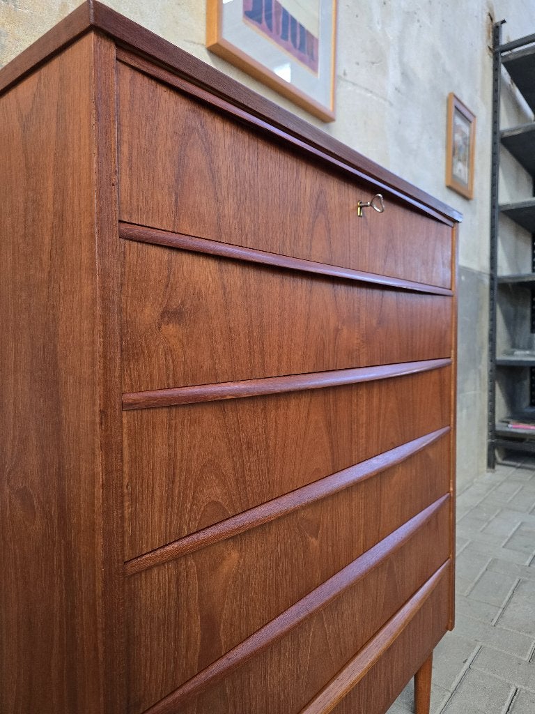 Vintage Deens Design Ladekast Teak Mid Century Laden Kast 3, Gebruikt, Grenenhout, 5 laden of meer, 100 tot 150 cm