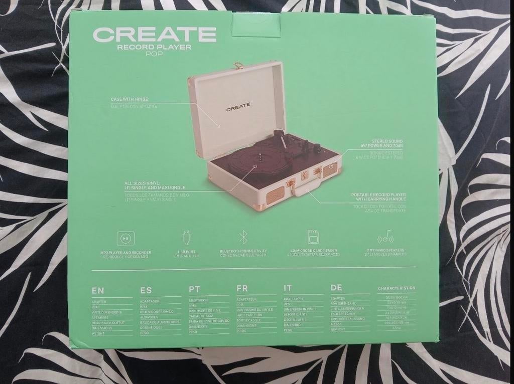 Nieuwe CREATE POP Platenspeler in doos - Bluetooth & USB, Overige merken, Ophalen of Verzenden, Zo goed als nieuw, USB-aansluiting