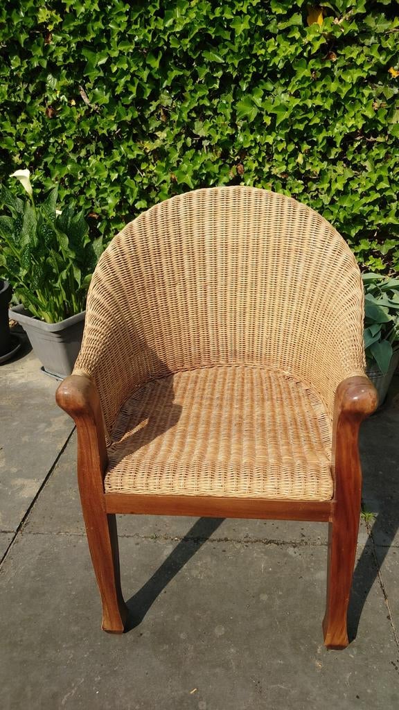 Koloniale rotan fauteuil - Rieten armstoel, Ophalen, Gebruikt, Minder dan 75 cm, Koloniaal