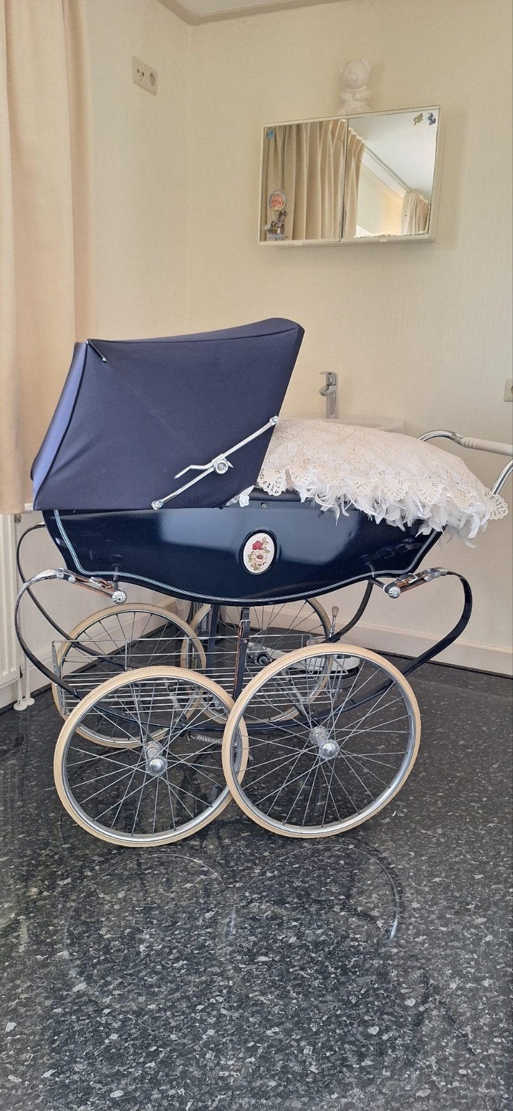 Zilver Cross kinderwagen uit 1963 in diepblauw, Ophalen of Verzenden, Zo goed als nieuw, Kinderwagen, Overige merken