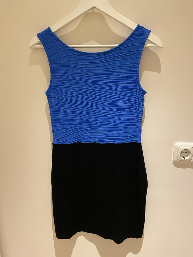 Jurk Juffrouw Jansen blauw/zwart, Maat 38/40 (M), Blauw, Ophalen of Verzenden, Zo goed als nieuw