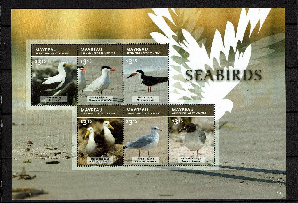 MAYREAU 2015 PF BLOK ZEEVOGELS BIRDS VOGELS 1, Postzegels en Munten, Ophalen of Verzenden, Postfris, Dier of Natuur