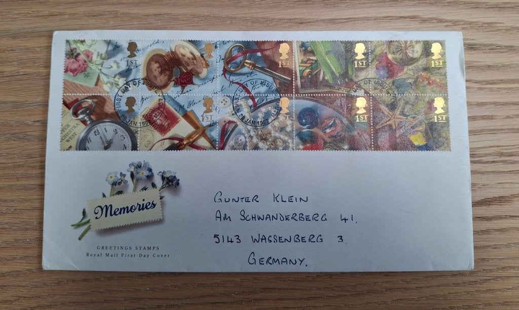 postzegel engeland fdc greeting 1992, Ophalen of Verzenden