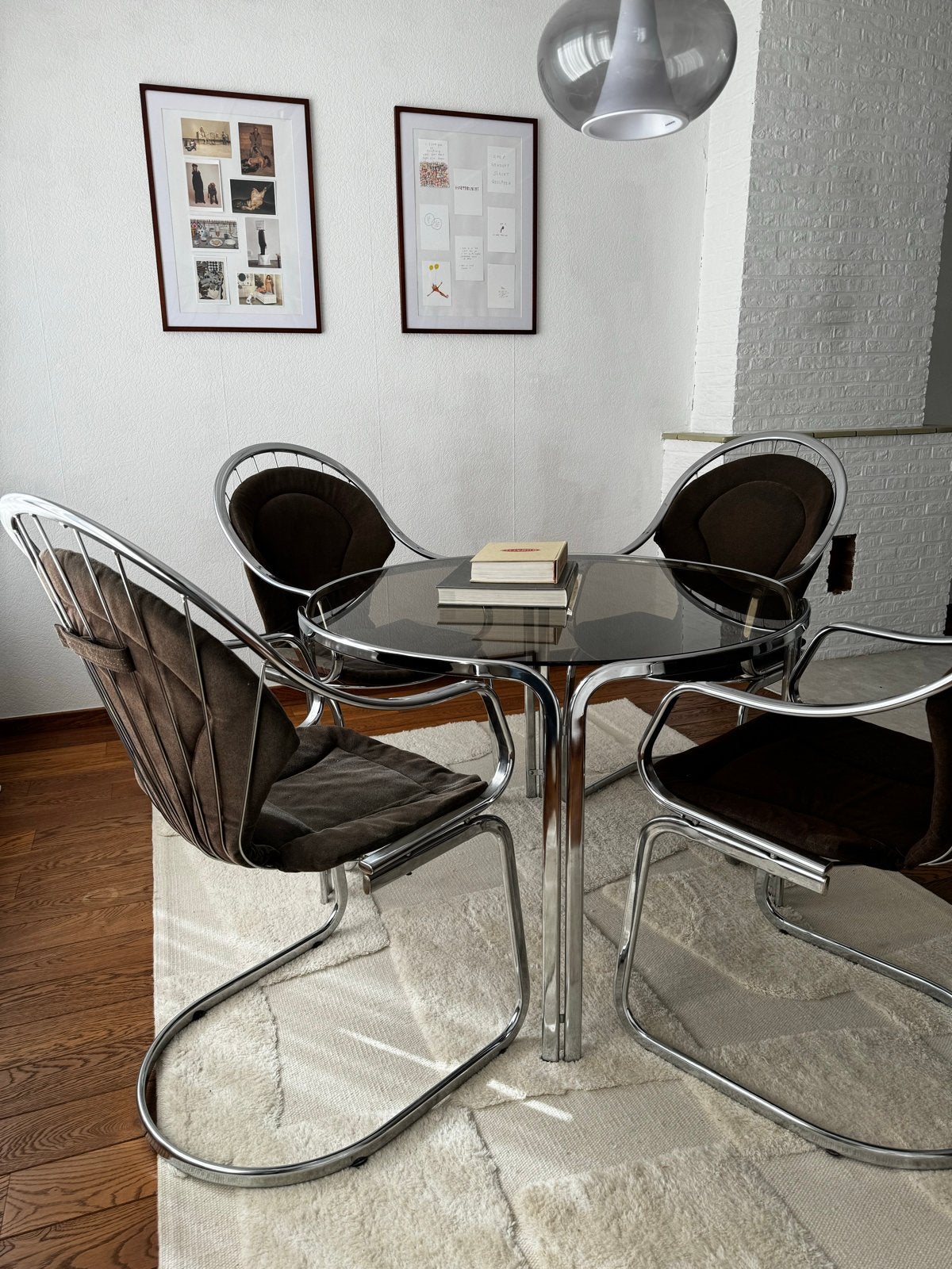 Vintage chromen eethoek met Sabrina stoelen van Gastone Rina, Ophalen