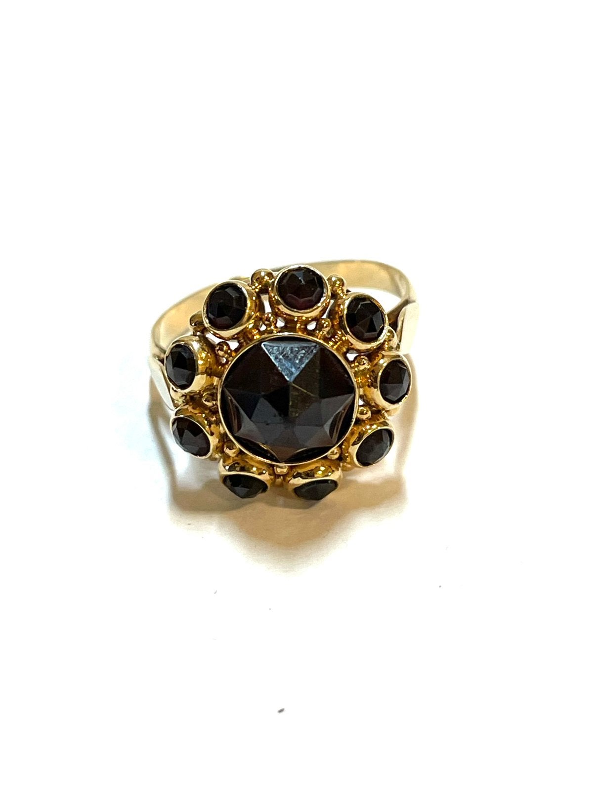 14k gouden ring met granaatstenen, 18 tot 19, -, -, Ophalen of Verzenden