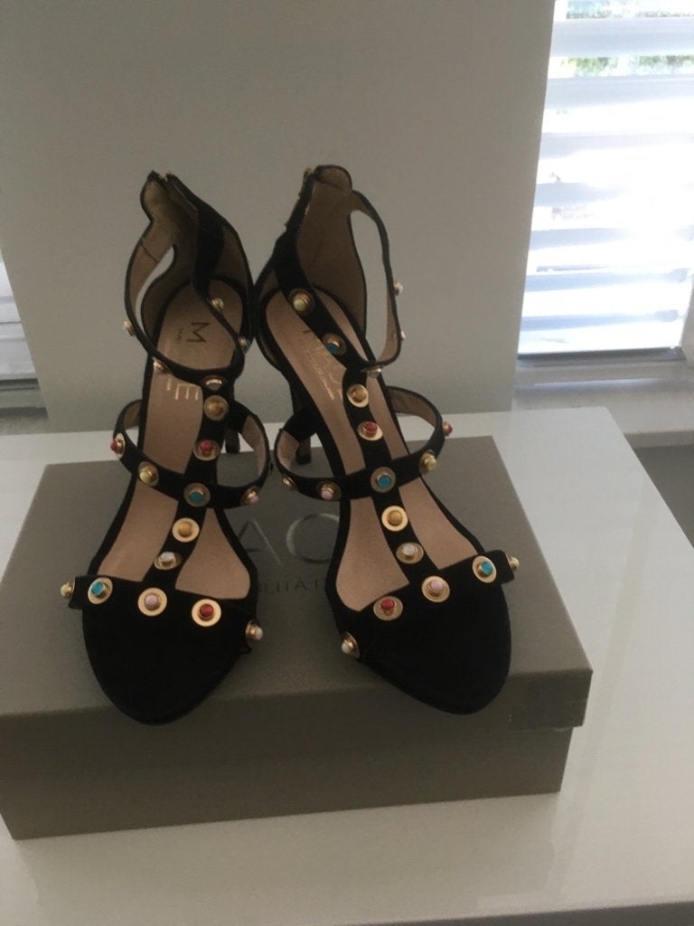 Dames sandaal hoge hak. Merk: Mace., Mace, Zwart, Zo goed als nieuw, Sandalen of Muiltjes