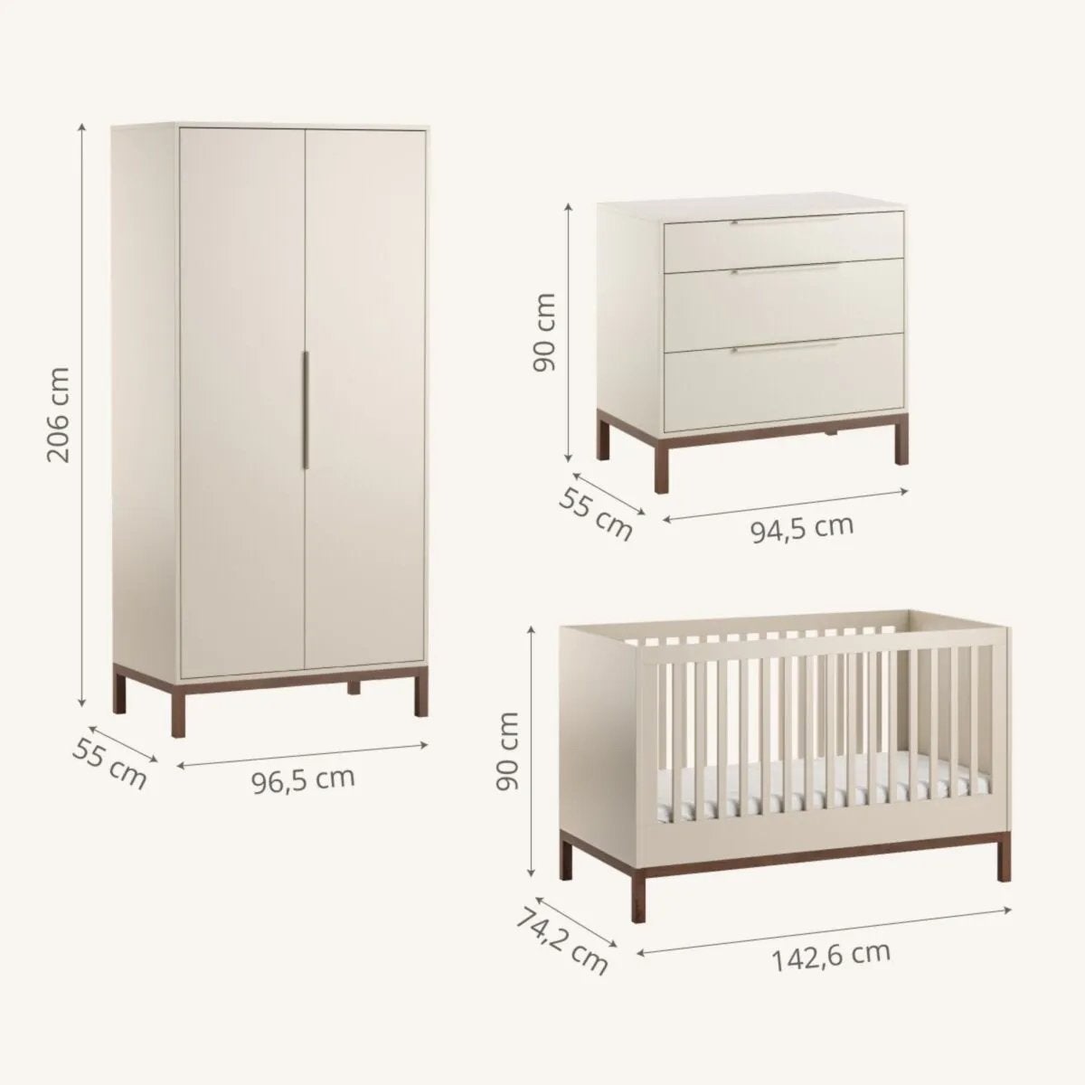 Complete babykamer Petitie Amelie: Ledikant, Commode, Kledin, Ophalen, Zo goed als nieuw, Jongetje of Meisje