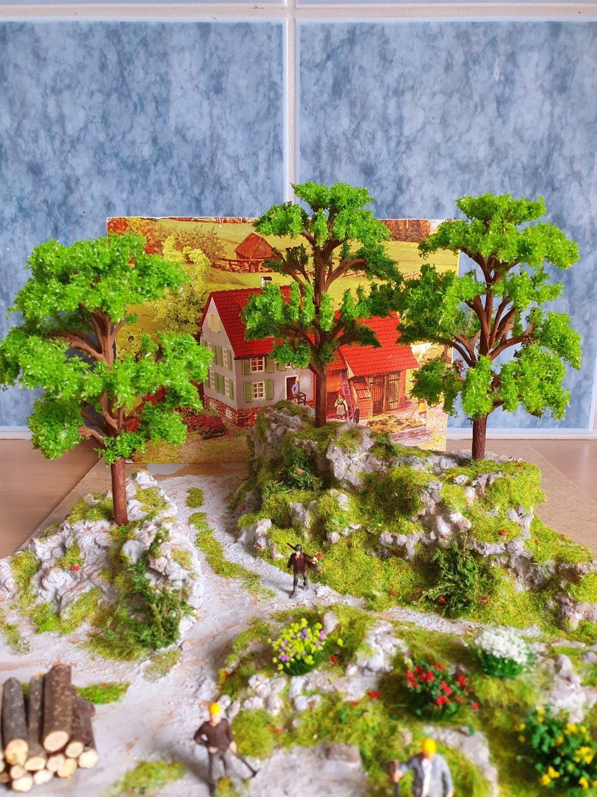 scenery HO bomen 12 cm nieuw 3 voor 4,50 nog 11sets, Overige merken, Natuur, Gelijkstroom of Wisselstroom, Nieuw