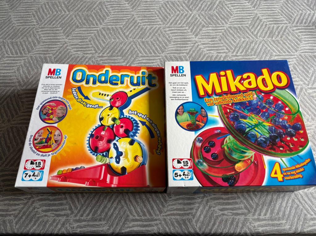 MB Mikado & Onderuit bordspellen (2-pack), Drie of vier spelers, Ophalen, Gebruikt