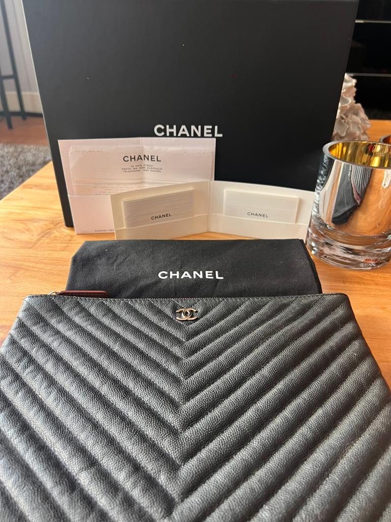 Chanel Clutch, Sieraden, Tassen en Uiterlijk, Tassen | Damestassen, Ophalen of Verzenden, Gebruikt, Zwart