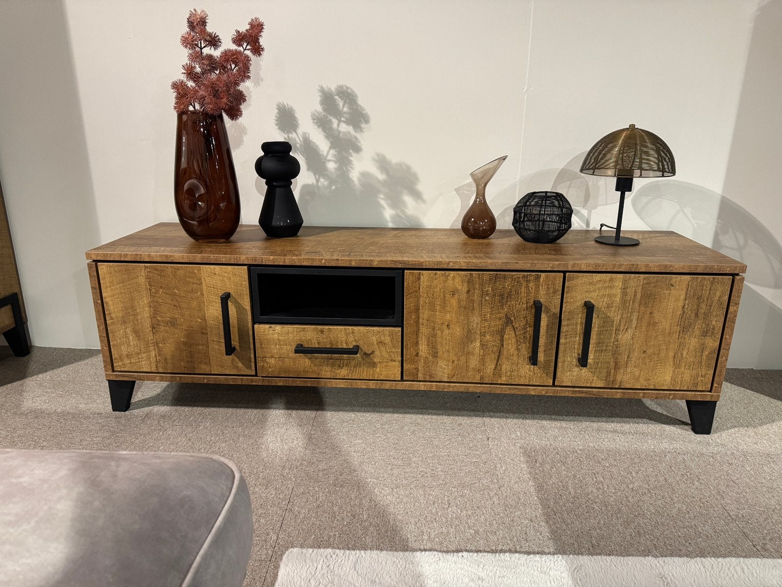 TV-meubel Lamulux – Old Teak – ongebruikt, Ophalen, Overige materialen, 150 tot 200 cm, Zo goed als nieuw