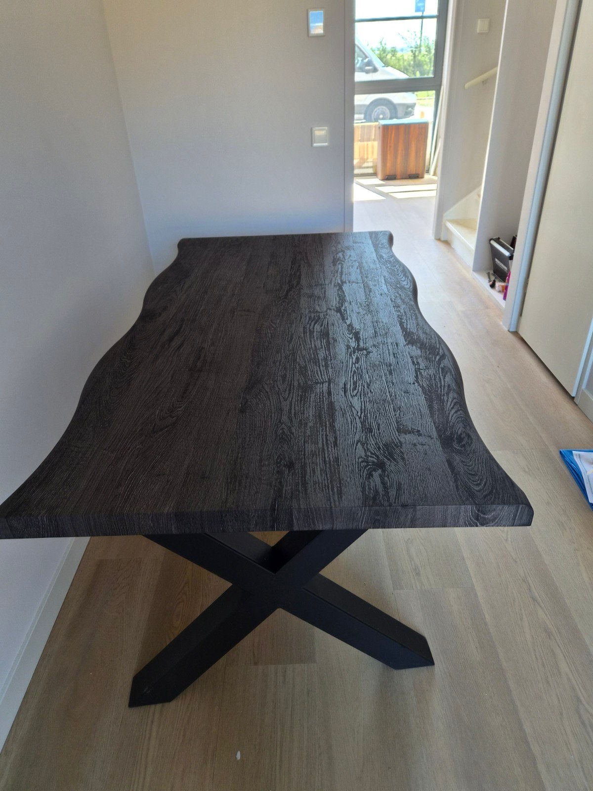 Industriële houten eettafel wild eiken grijs, Nieuw, 150 tot 200 cm, Rechthoekig, 50 tot 100 cm
