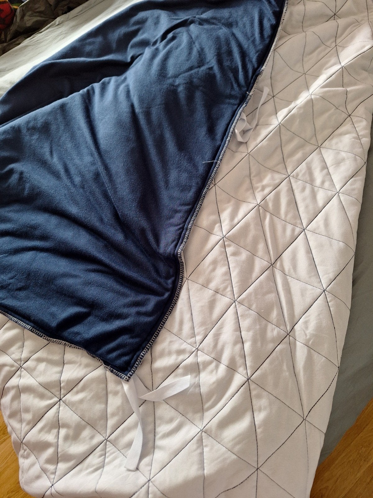 2 x Blauwe winterovertrekken voor Calmzy verzwaringsdeken, Ophalen, Eenpersoons, Blauw, Hoeslaken of Sloop