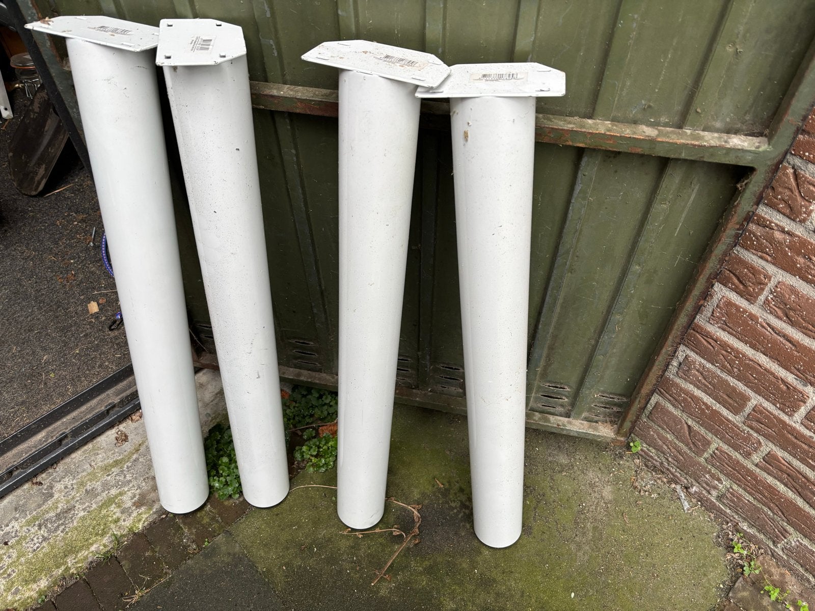 4x Witte Meubelpoot Rond 76mm 72cm, Ophalen, Tafelpoot, Minder dan 50 cm, Gebruikt