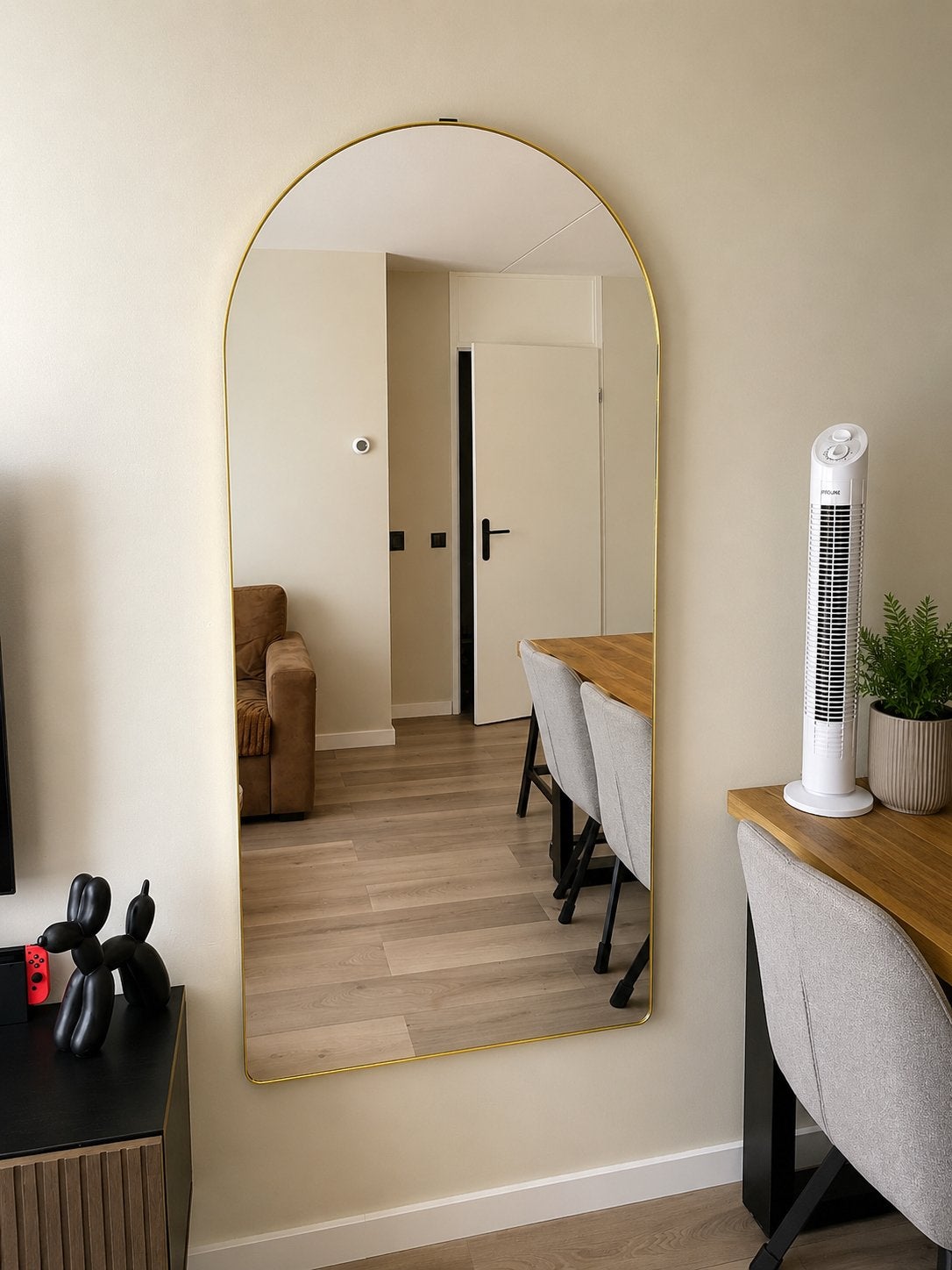Gouden spiegel Feline Kwantum 80x170 cm, Ophalen, Zo goed als nieuw, 75 tot 100 cm, 150 tot 200 cm