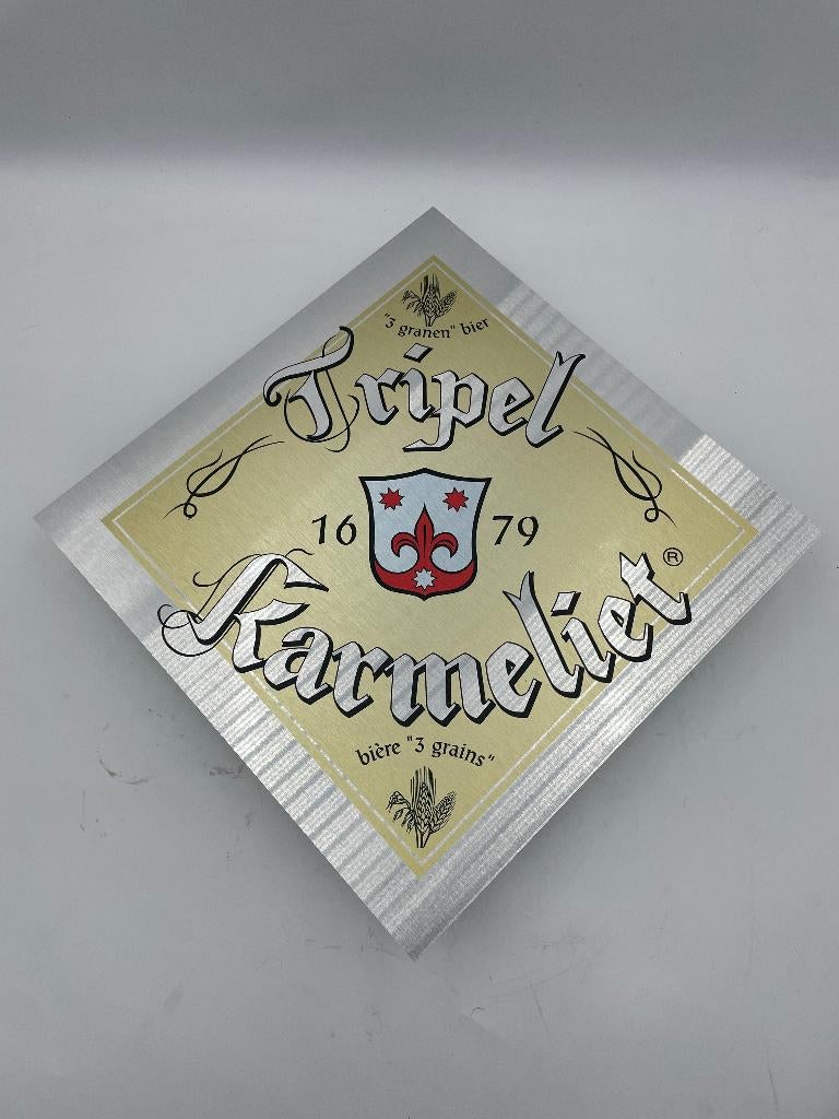 Reclamebord Tripel Karmeliet logo aluminium, 40x40 cm, Ophalen of Verzenden, Nieuw, Reclamebord