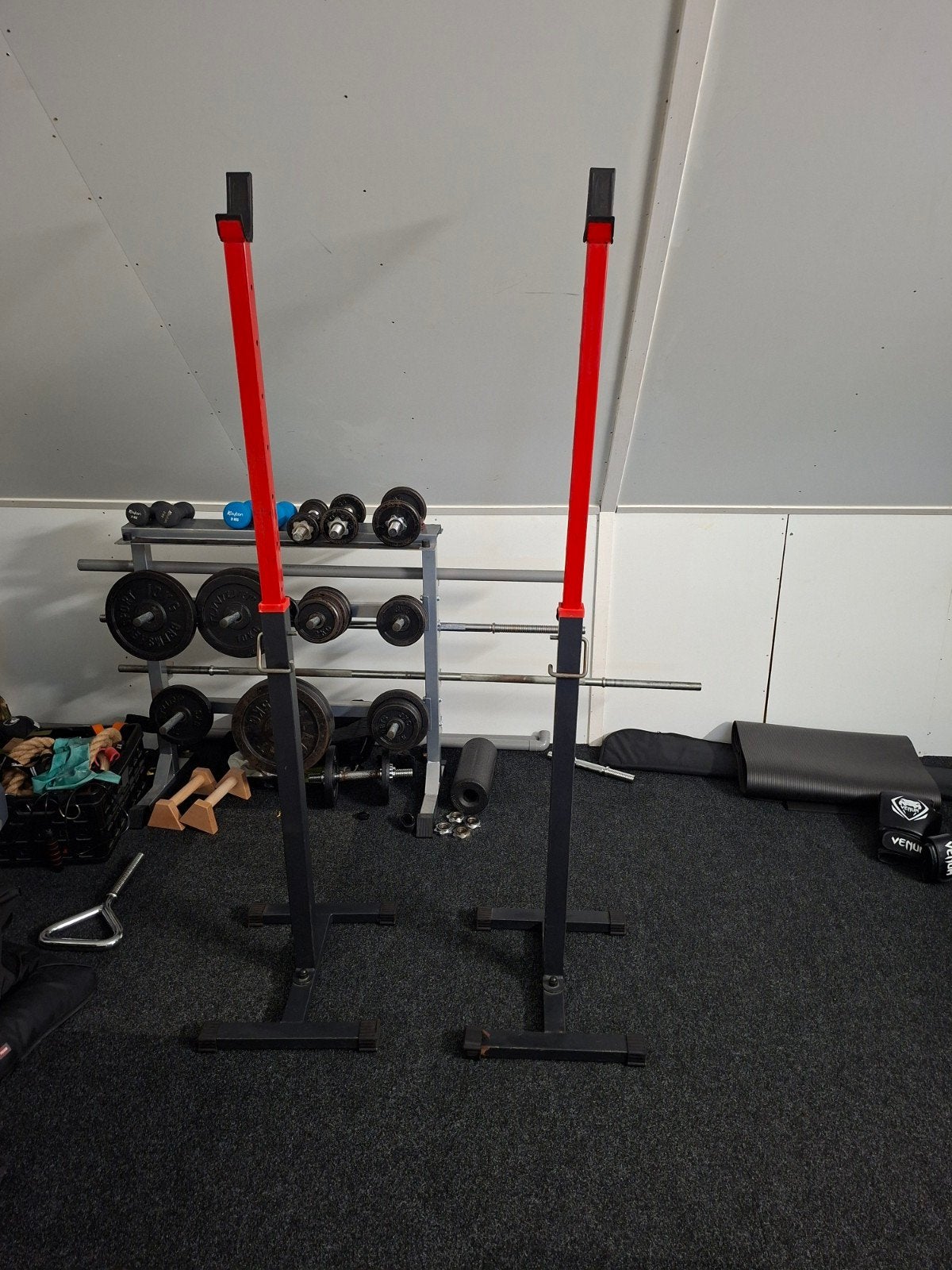 Robuust in hoogte verstelbaar squat en bench press rack, Ophalen, Gebruikt, Benen, Overige typen