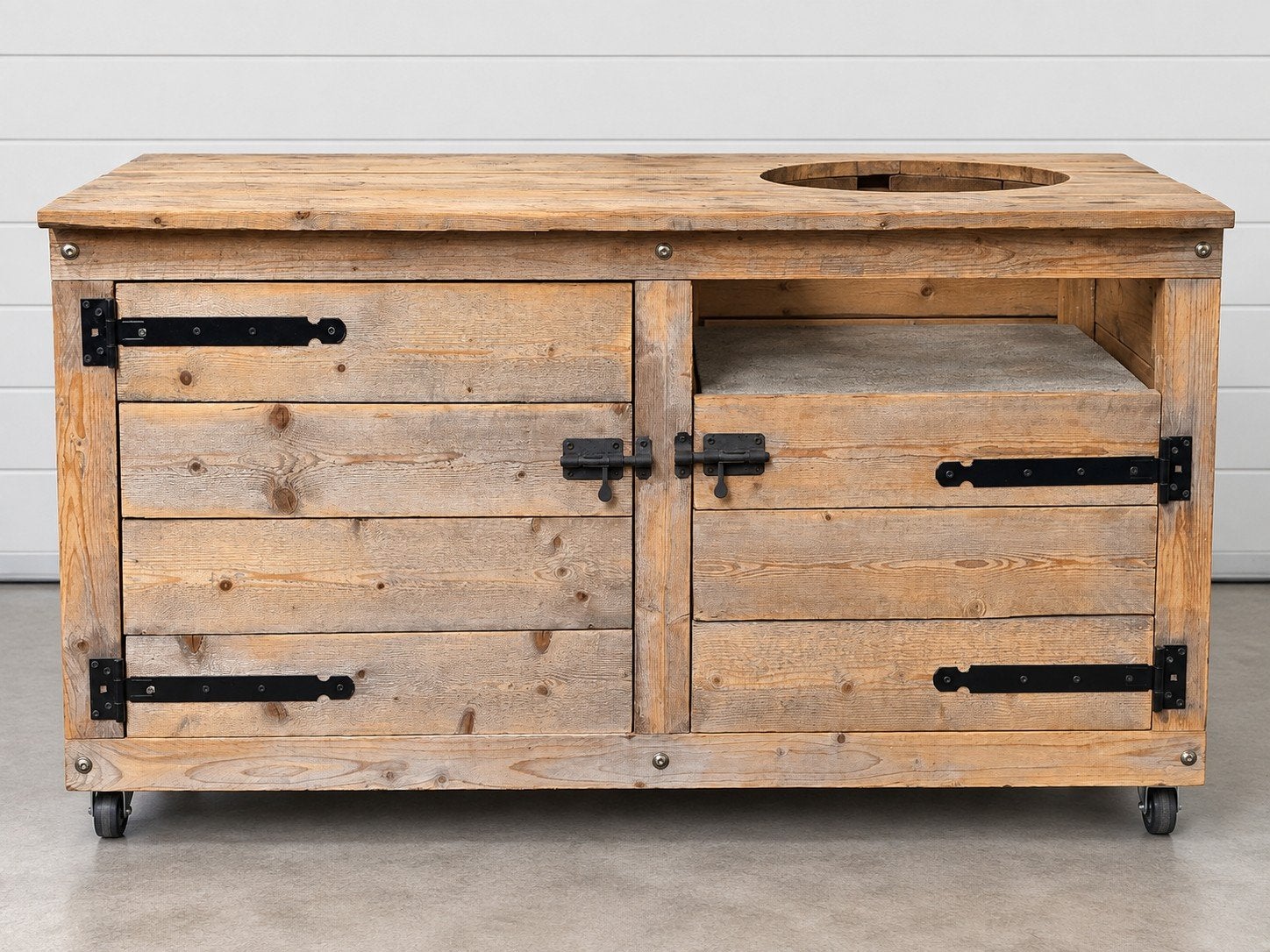 mooie robuuste houten buitenkeuken / kamado meubel, Ophalen, Zo goed als nieuw