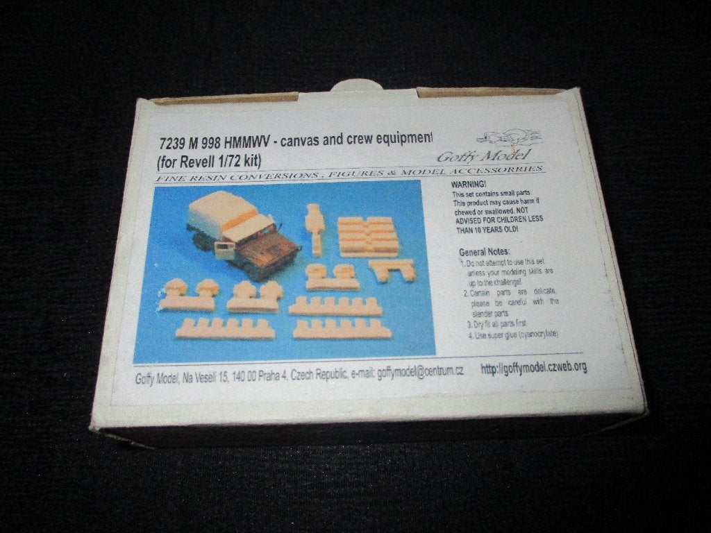H-552,GOFFY MODEL 1-72,NO,7239,M998,HMMWV,CANVAS AND CREW EQ, Overige merken, 1:32 tot 1:50, Overige typen, Nieuw