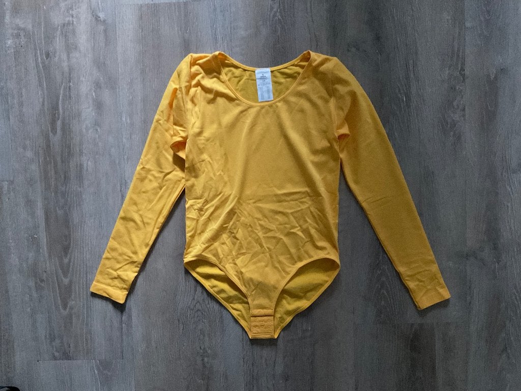 Gele Bodysuit S/M, Kleding | Dames, Verzenden, Geel, Nieuw, Lange mouw