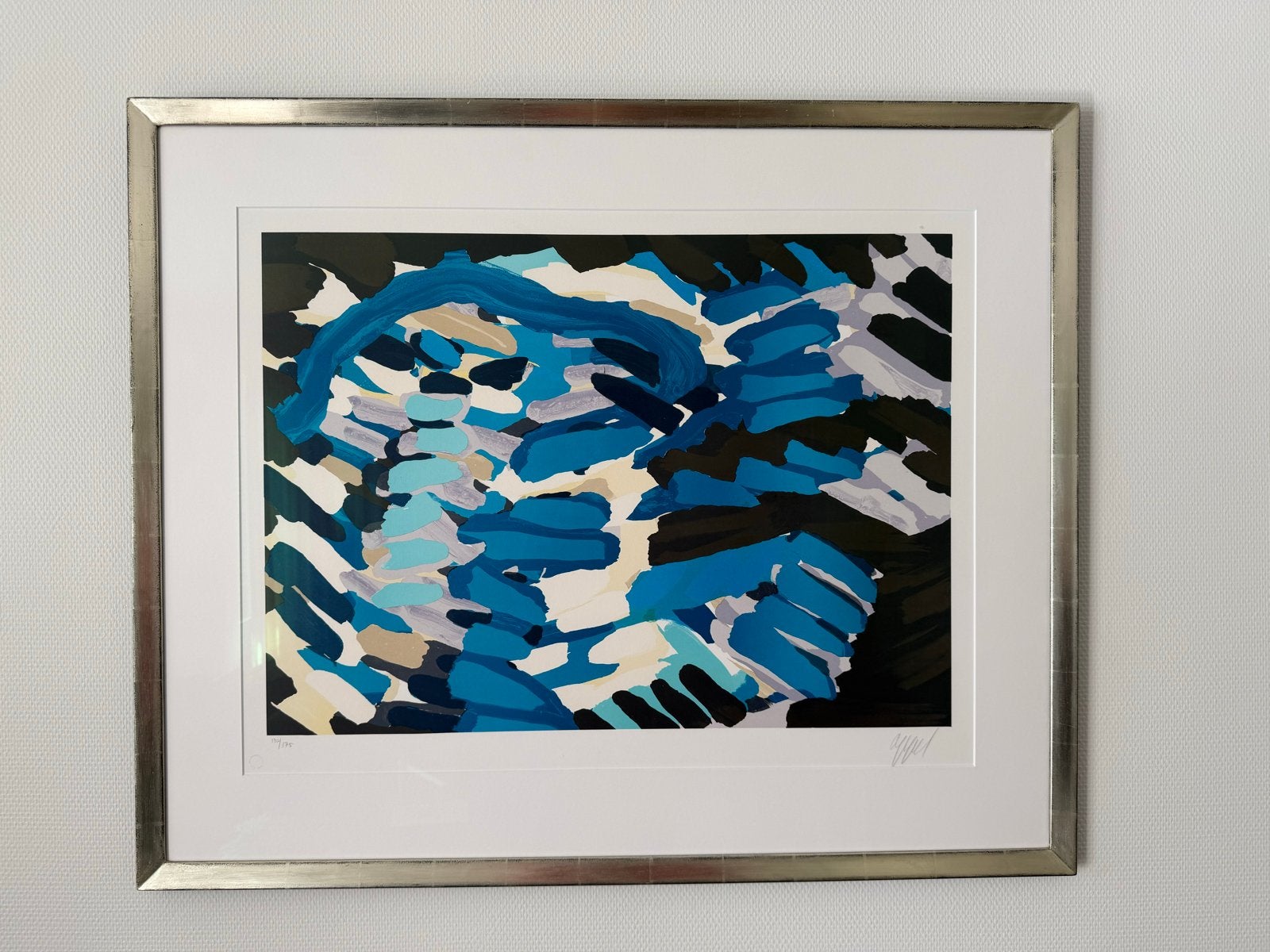 Litho Karel Appel – Moving in Blue (1978) + Certificaat, Antiek en Kunst, Ophalen, Abstract, Papier/karton, Zeefdruk