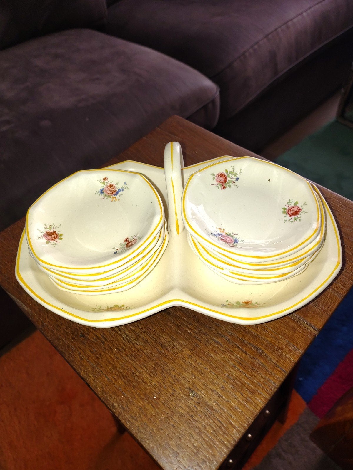 Majestic Holland Petitfour-set / Etagère met Rozenmotief, Ophalen of Verzenden