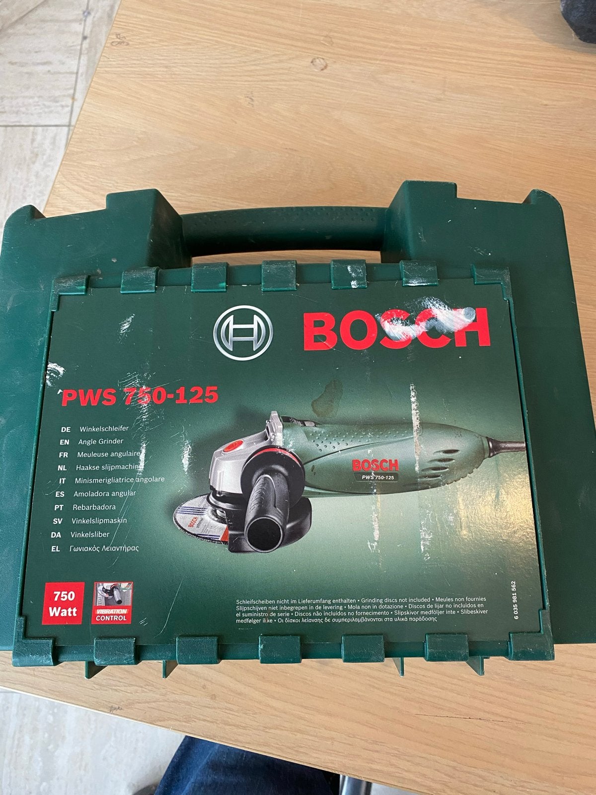 Bosch PWS 750-125 Haakse Slijpmachine met Koffer, Ophalen, Gebruikt, 700 tot 1000 watt, Haakse handslijpmachine