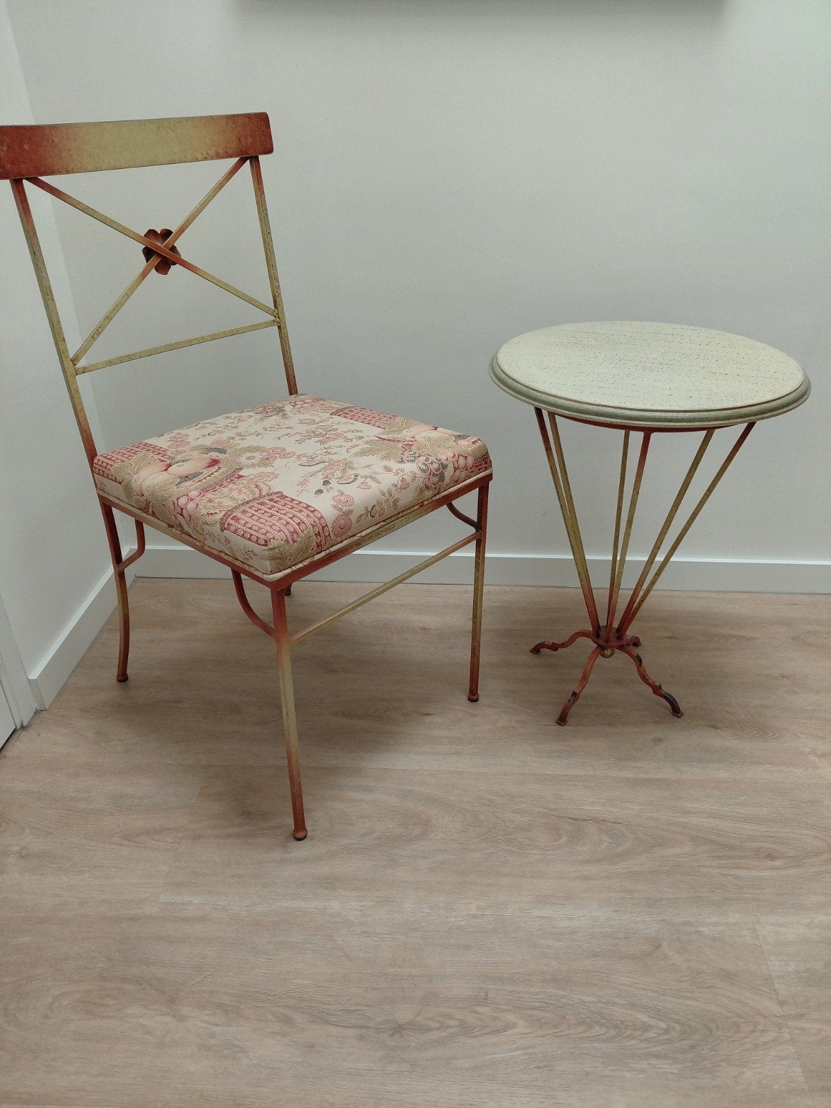 Vintage ijzeren bistro set: tafel en stoel, Ophalen