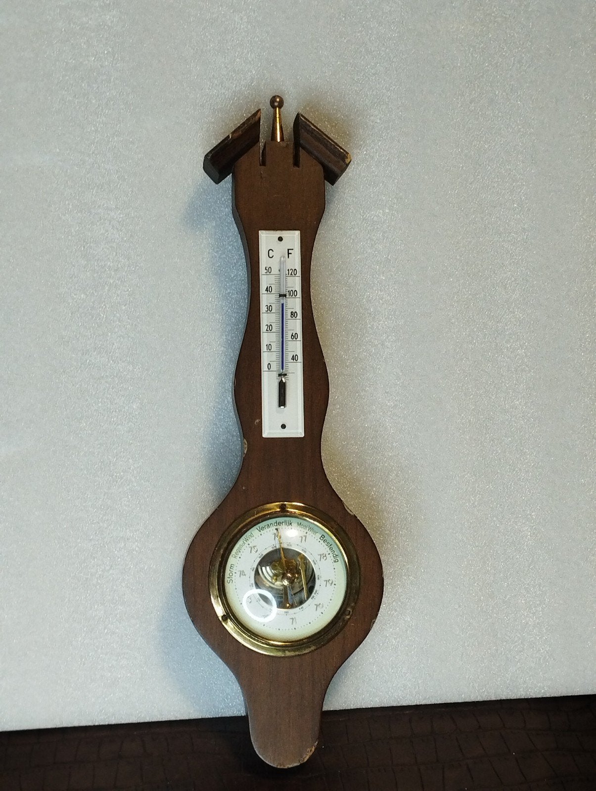 Vintage barometer, afmeting 31,5 cm, Audio, Tv en Foto, Weerstations en Barometers, Ophalen of Verzenden