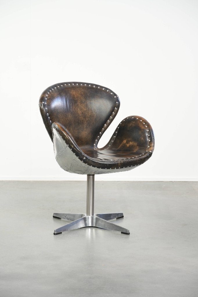 Rundleren Aviator Timothy Oulton Devon Spitfire bureaustoel, Huis en Inrichting, Bureaustoelen, Gebruikt, Zwart, Ophalen