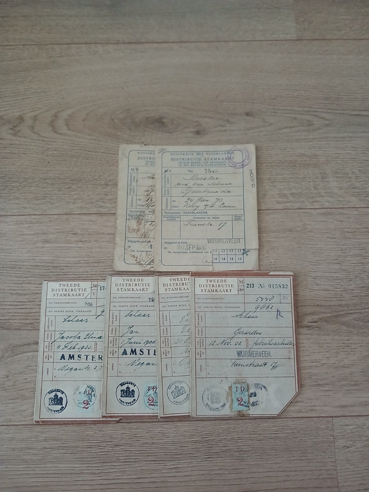 6 Nederlandse Distributie Stamkaarten (WOII), Ophalen of Verzenden, Nederland