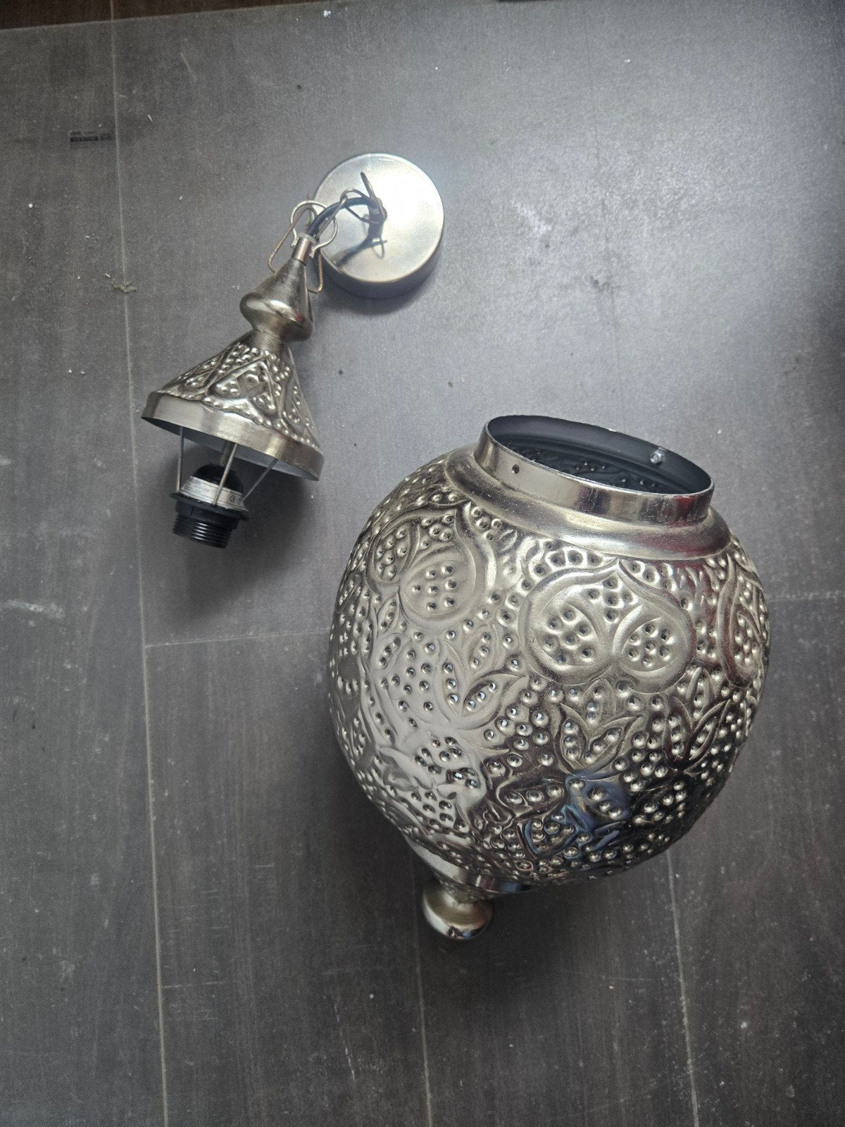 Oosterse/Marokkaanse zilverkleurige hanglamp, Huis en Inrichting, Ophalen, Zo goed als nieuw