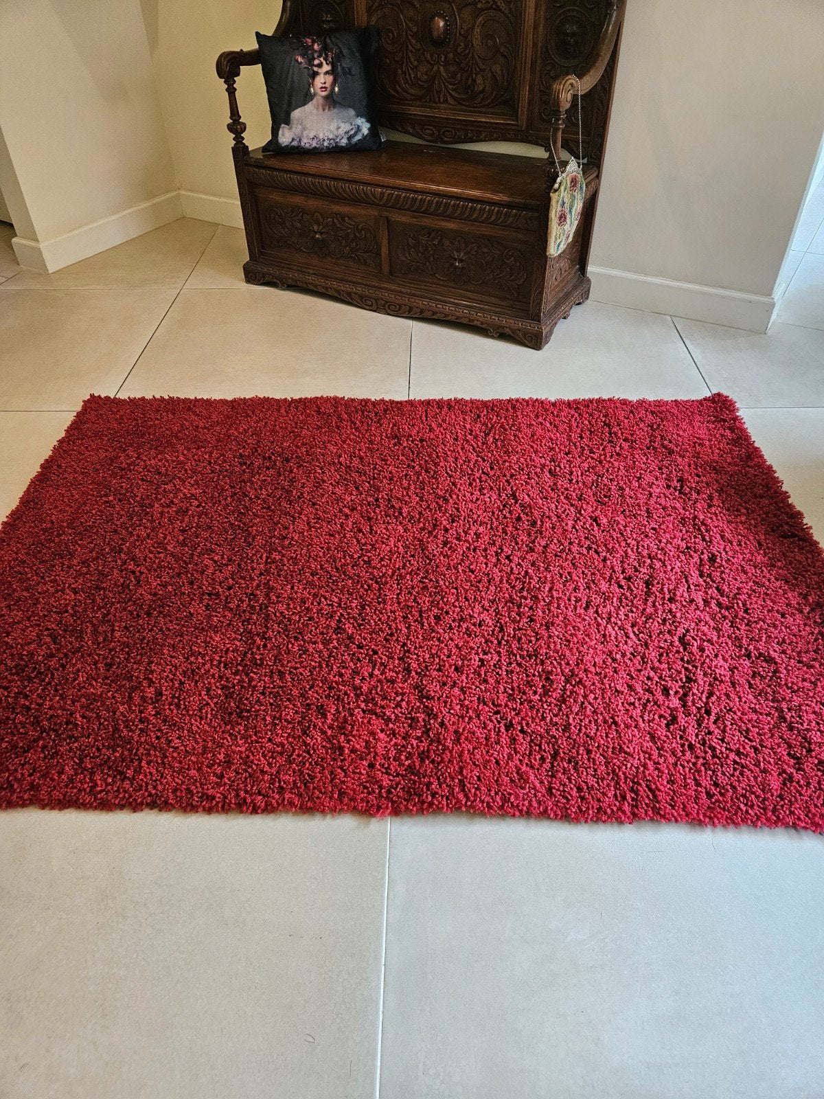 Nieuw Benuta Swirts hoogp. vloerkleed donkerrood 133x190c, Ophalen of Verzenden