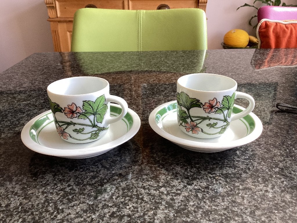 Kop en schotel, espresso, Midsommar, Ikea, vintage, Ophalen, Gebruikt, Bord(en), Overige stijlen