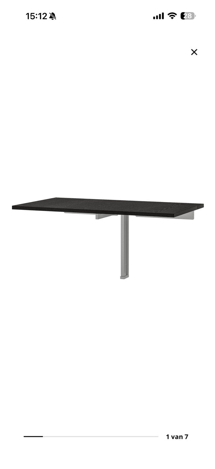IKEA NORBERG inklapbare tafel / wandtafel - zwart, Ophalen, Gebruikt, 75 cm of meer, 60 cm of meer