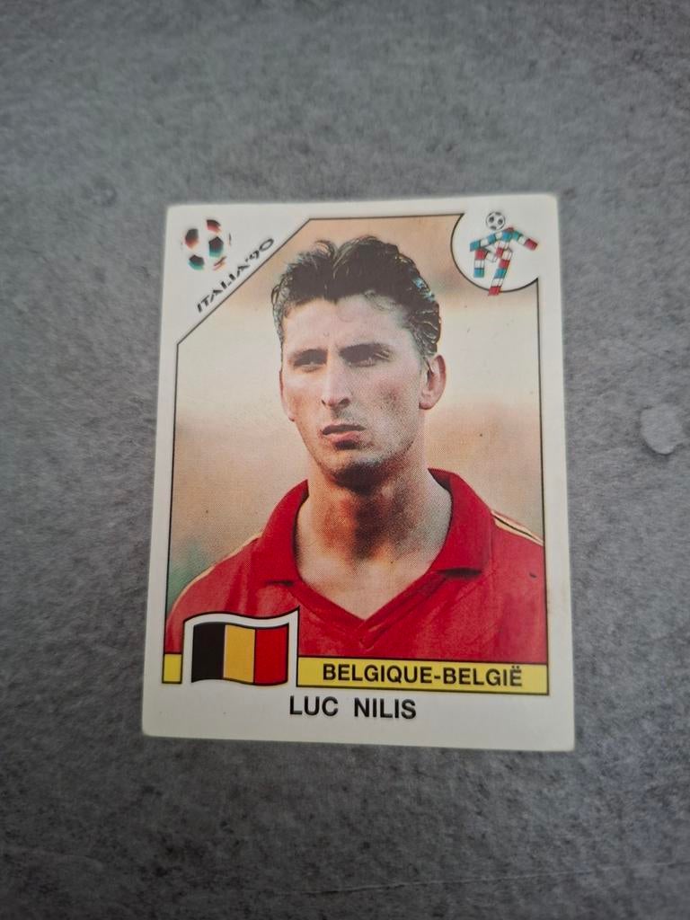 Panini sticker WK 90 Italia. Speler Luc Nilis België., Ophalen of Verzenden, Zo goed als nieuw, Sticker
