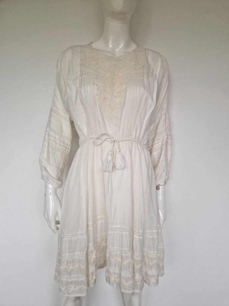 Berenice Paris katoenen boho jurk. Maat 40. Wit., Kleding | Dames, Maat 38/40 (M), Nijmegen, Wit, Verhip-vintage.nl