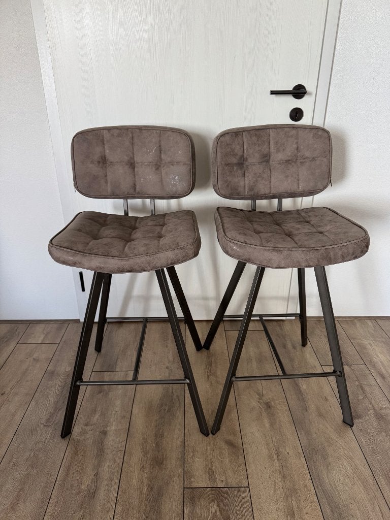 Barkrukken 2 stuks, Ophalen, 60 tot 90 cm, Nieuw, Leer