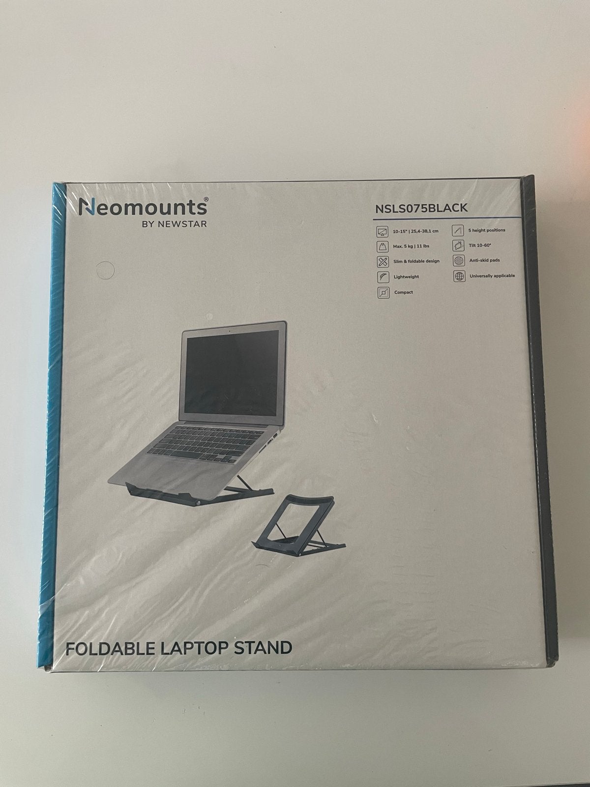 Neomounts opvouwbare laptopstandaard (NSLS075BLACK), Ophalen, Nieuw, In hoogte verstelbaar