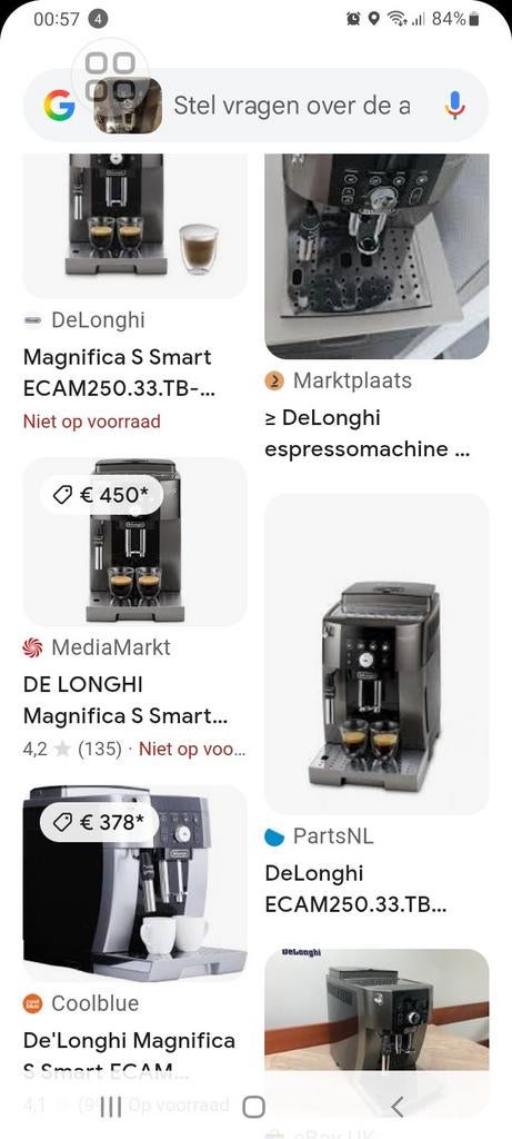 De'Longhi Magnifica S Smart ECAM250.33.TB Espressomachine, Gebruikt, Espresso apparaat, 2 tot 4 kopjes, Afneembaar waterreservoir
