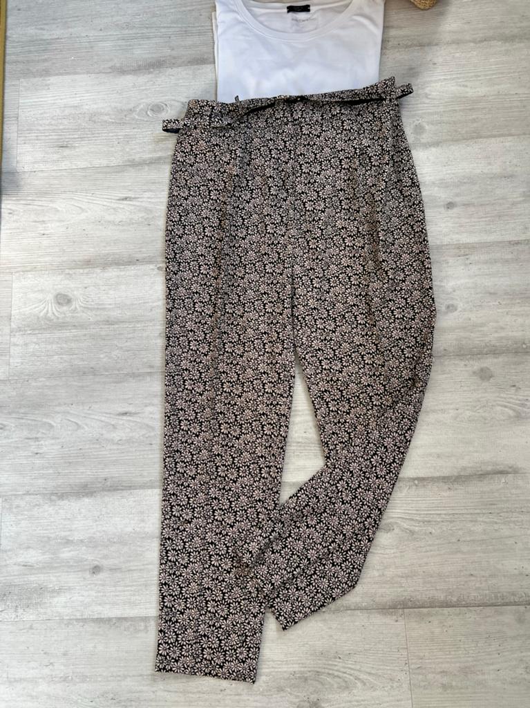 Max Mara zomerse broek met bloemenprint - Maat S, Eu, Eu, Zwart, Ophalen of Verzenden