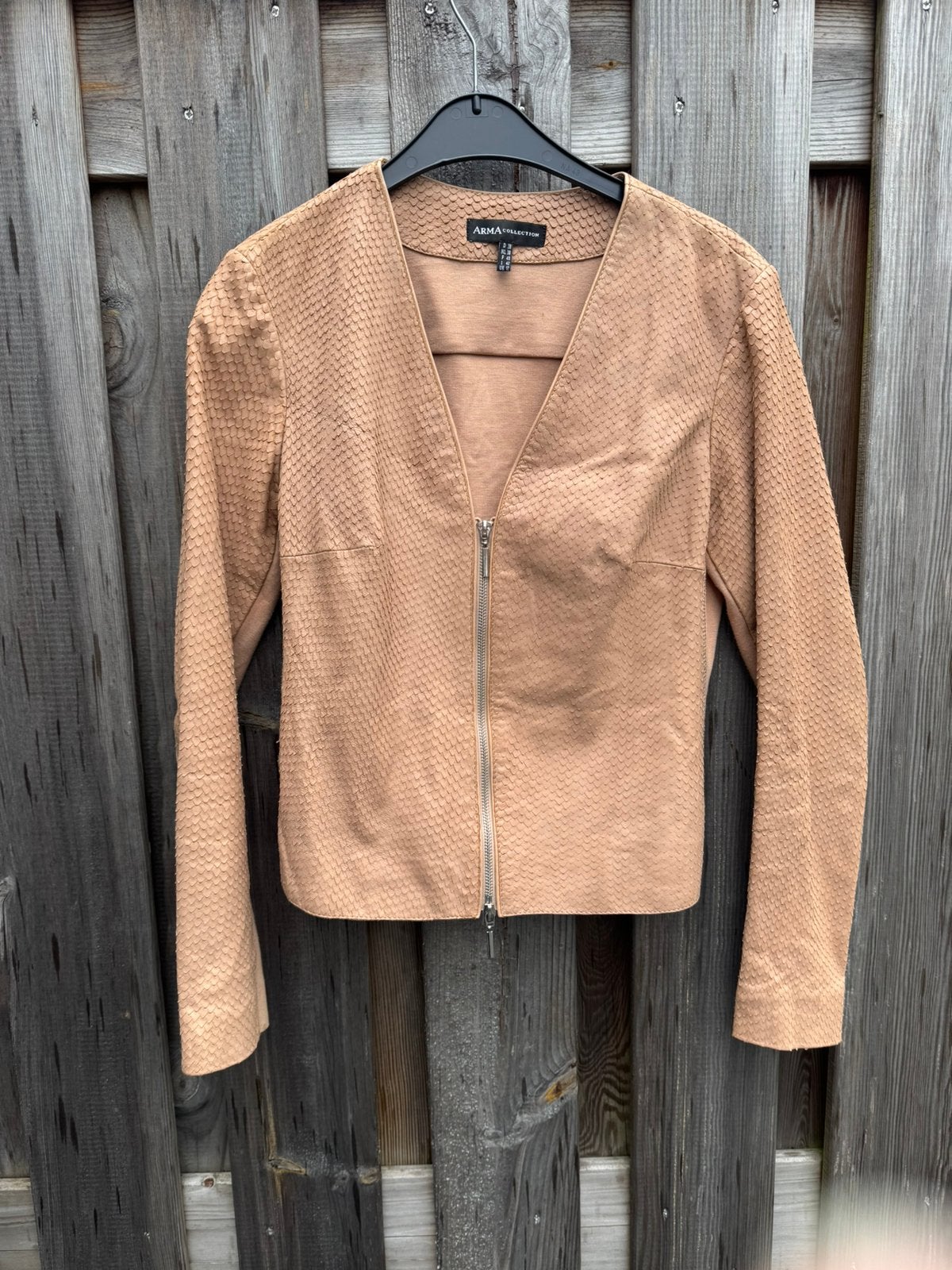 *Arma* Gaaf leren met stof Jasje mt 38 Zgan!, Kleding | Dames, Jasjes, Kostuums en Pakken, Maat 38/40 (M), Bruin, Verzenden, Zo goed als nieuw