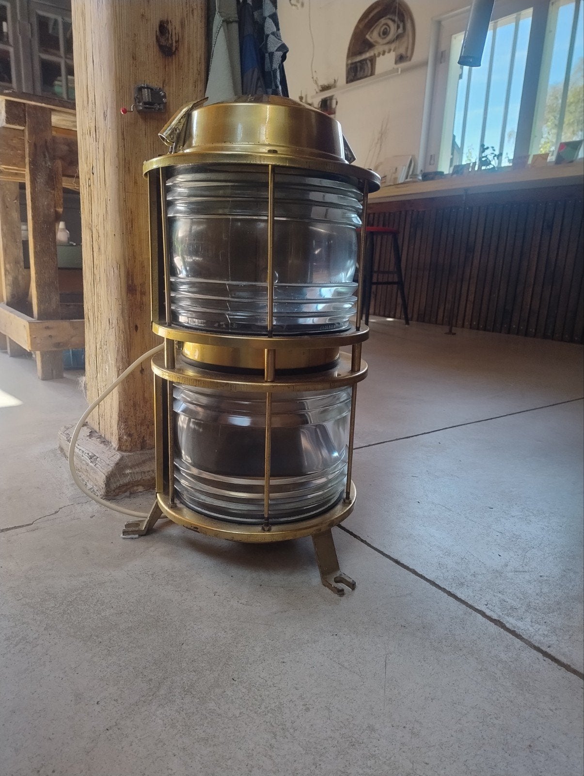 Originele Koperen Scheepslamp Industria Rotterdam 1460-2, Ophalen
