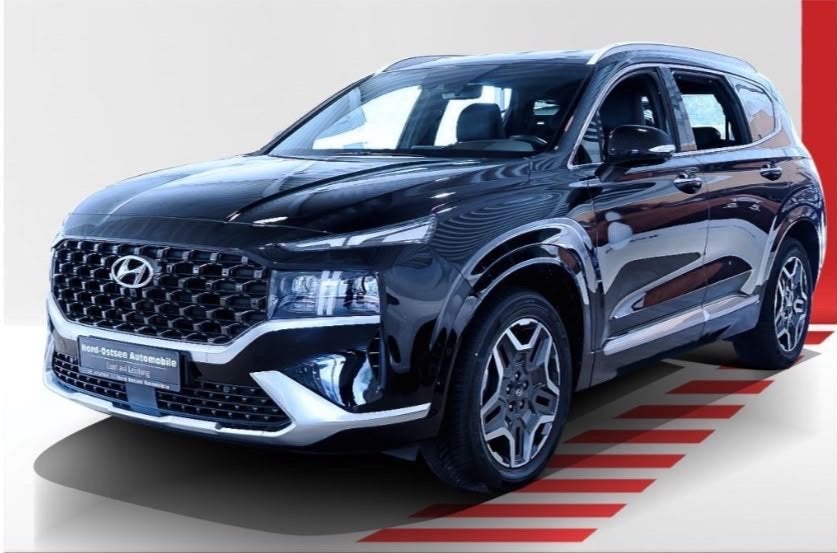 Hyundai Santa Fe Signature 1.6 T.GDI PHEV 4WD, Auto's, Zwart, 4 cilinders, Zwart, Leder