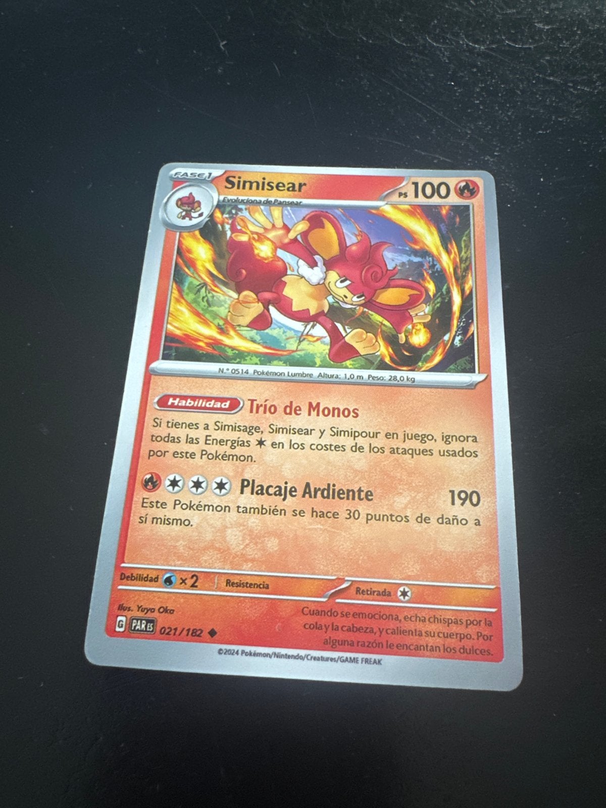Pokémon Kaart Simisear 021/182 - Spaans, Ophalen, Zo goed als nieuw, Losse kaart