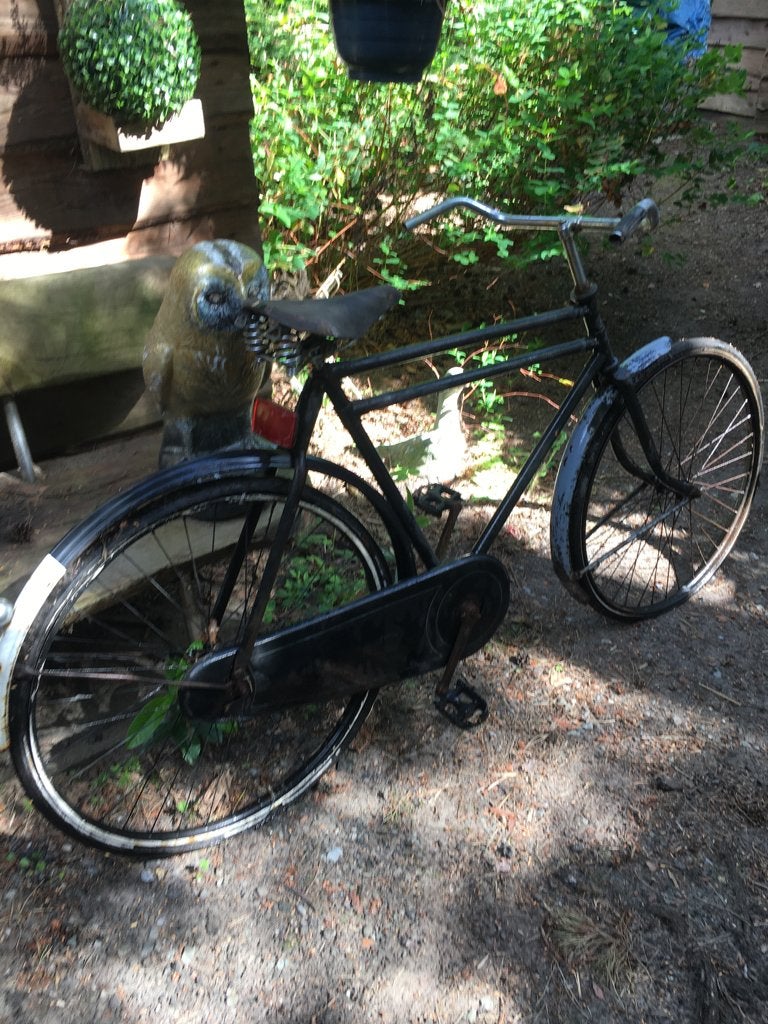 Klassieke oude herenfiets met dubbele bovenhuis jaren 30/40, Fietsen en Brommers, Terugtraprem, Ophalen, Overige merken, 59 cm of meer