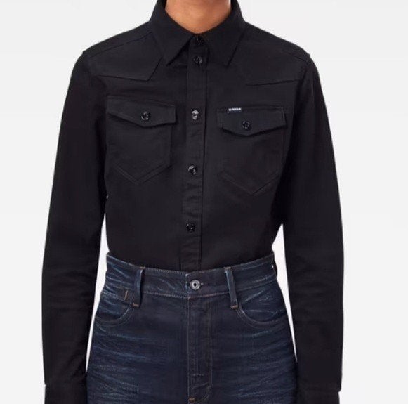 G-star overhemd zwart maat xs 34 blouse dames merk gstar, Verzenden, Zwart, Zo goed als nieuw, Maat 34 (XS) of kleiner