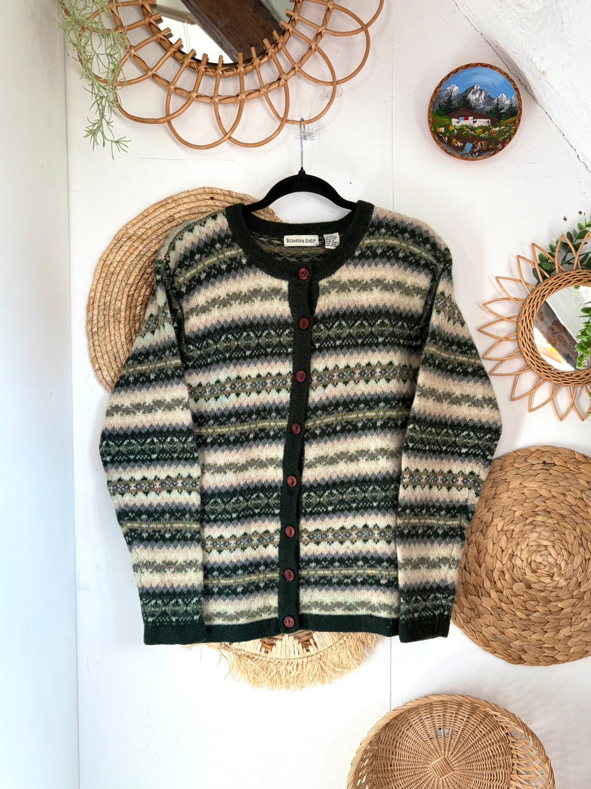Vintage shetland wollen vest, Ophalen of Verzenden, Zo goed als nieuw, Maat 38/40 (M), Groen