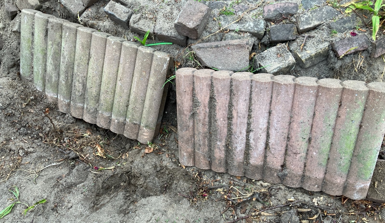 2 Betonnen border/palissade elementen, Ophalen, Gebruikt, Border, Beton